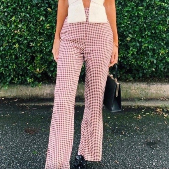 Verge Girl Take Manhattan Check Pants Wine - Picture 1 of 6